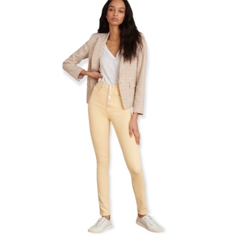 Veronica Beard Women 30/10 Maera High-Waisted Wash Mustard Yellow Skinny Jeans‎